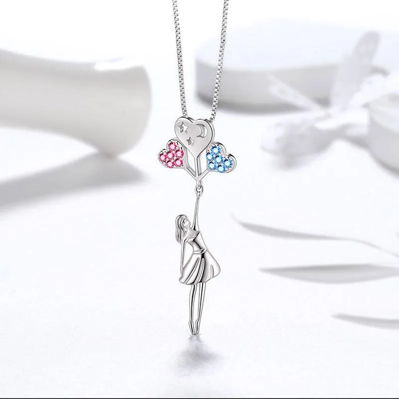 Teen Girls Heart Balloon Moon Star Pendant Necklace Jewelry