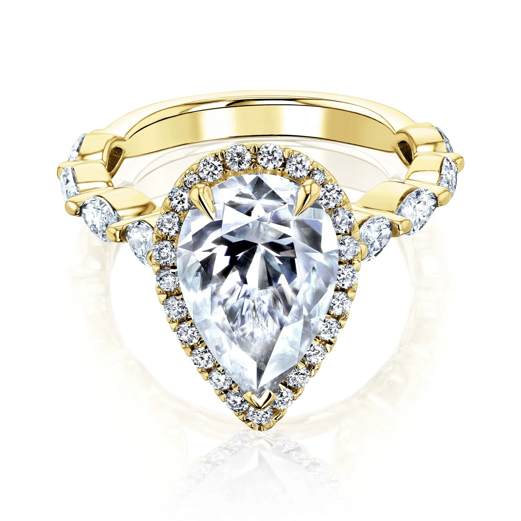 The Cristina Pear Moissanite & Diamond Engagement Ring