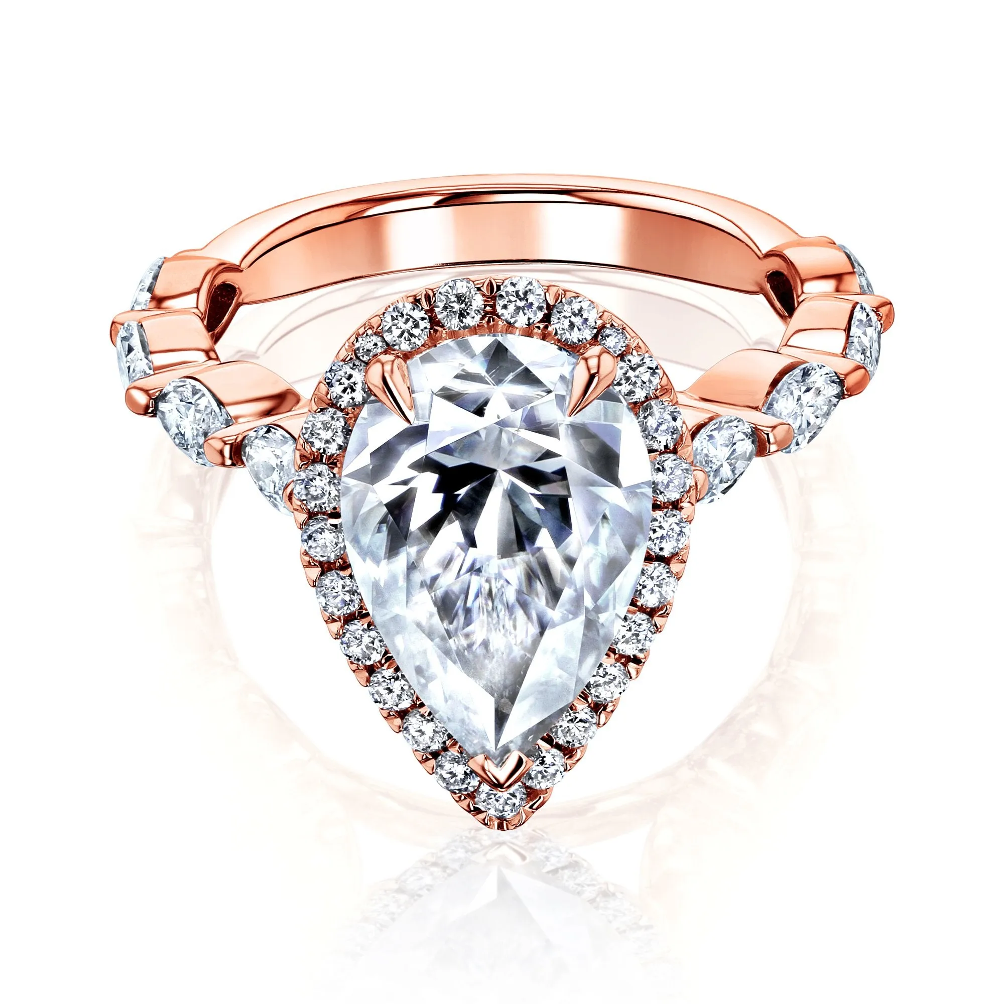 The Cristina Pear Moissanite & Diamond Engagement Ring