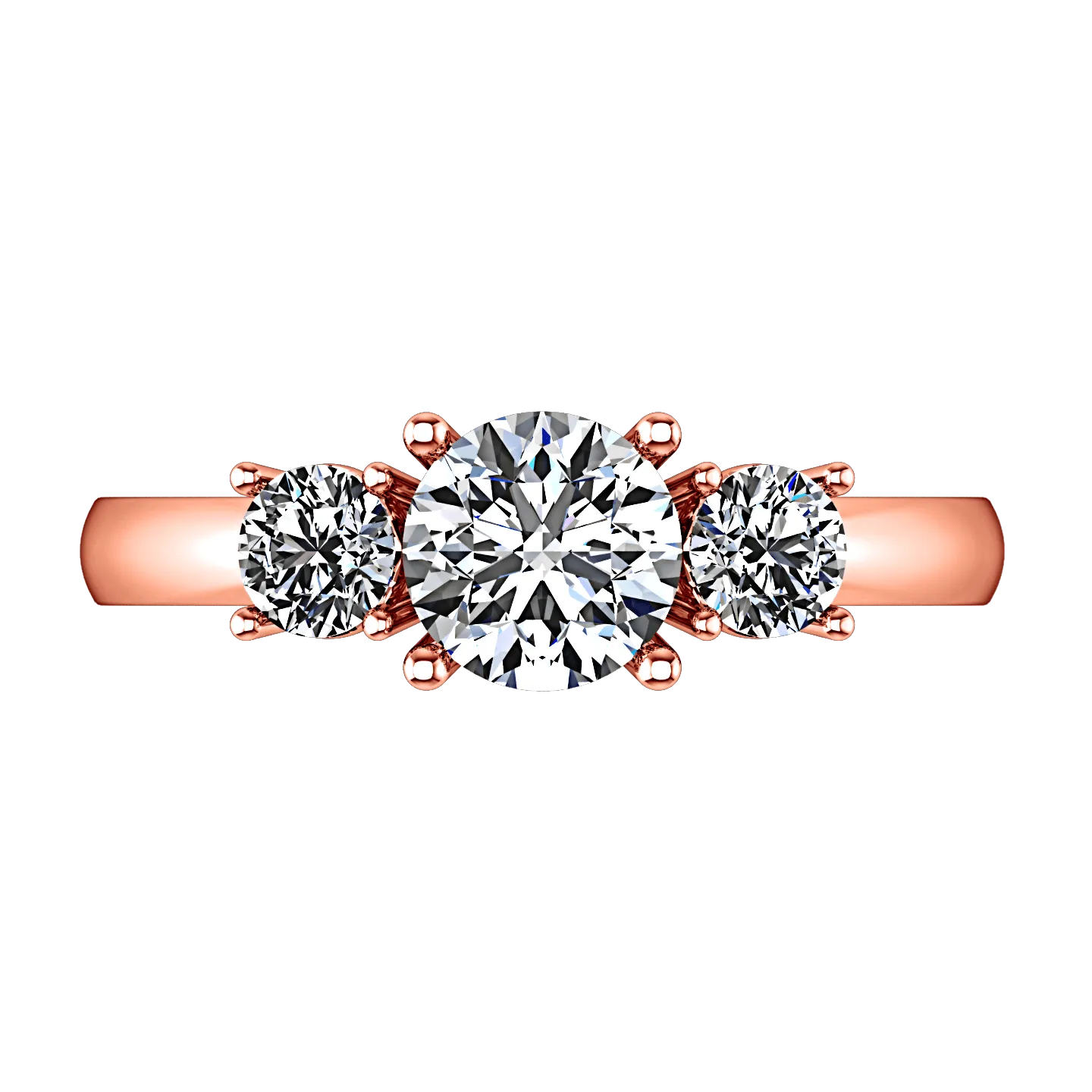 Three Stone Diamond EngagementRing Alexandra 14K Rose Gold