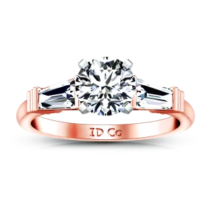 Three Stone Engagement Ring Structural Tapered Baguette 14K Rose Gold