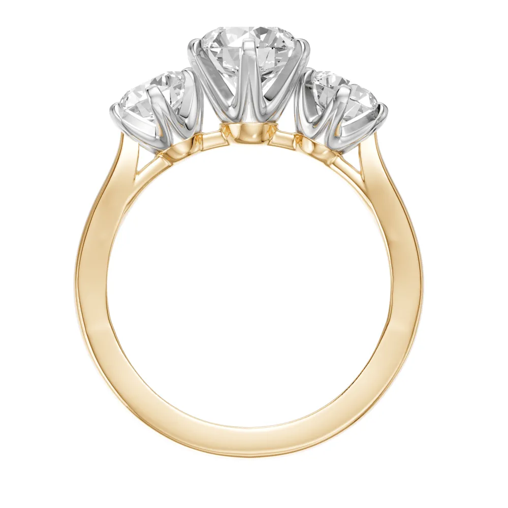 Three Stone Traditional Bridal Ring with 2.00ct of Laboratory Grown Diamonds in 18ct Yellow Gold