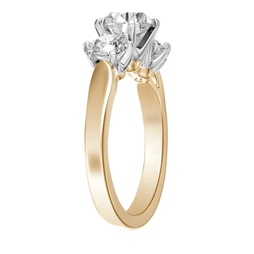 Three Stone Traditional Bridal Ring with 2.00ct of Laboratory Grown Diamonds in 18ct Yellow Gold