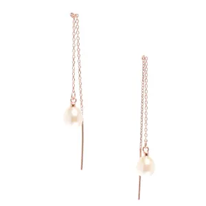 Tiffany Thread Pearl Earrings Rose Gold