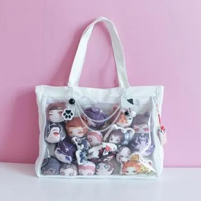 Transparent Pin Display Canvas Handbag