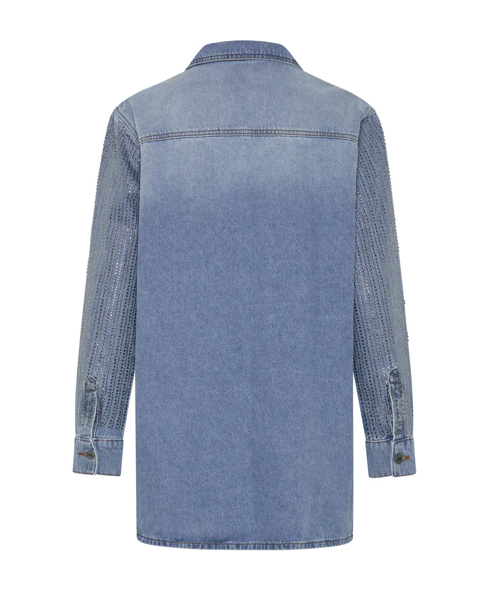 Trucker Denim Shirt Dress - Vintage Blue
