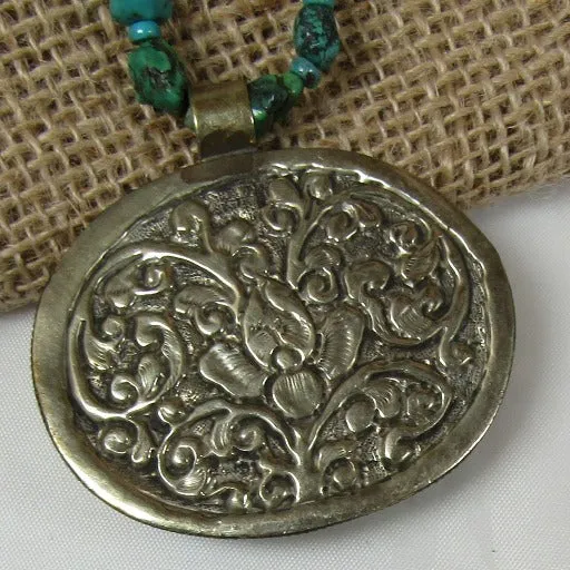 Turquoise Nugget Necklace with Large Gemstone Pendant