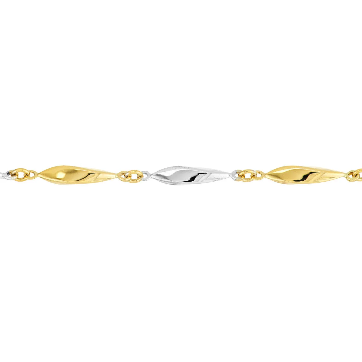 Two-Tone Long Marquise Link Bracelet