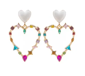 Valentine’s Open Heart Rhinestone Dangle Earrings
