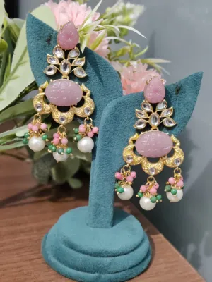 Versatile Women’s Hanging Drop Earrings in Baby Pink Jhumki Style For Women & Girls.
