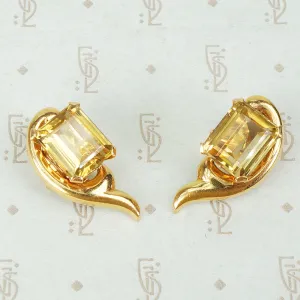 Vintage 1940s Retro Rose Gold and Citrine Ear Clips