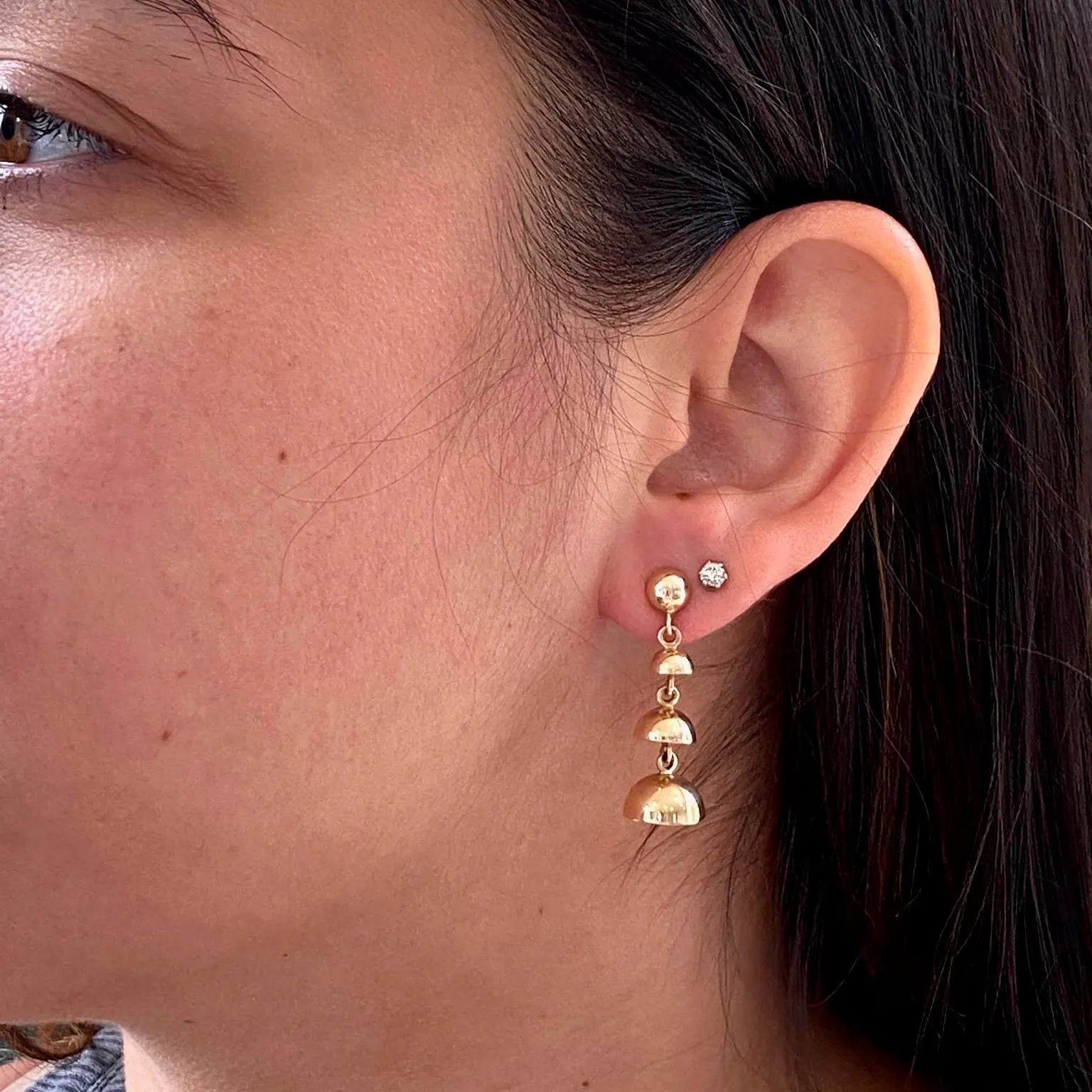 Vintage Gold Bell shaped Dangle Earrings