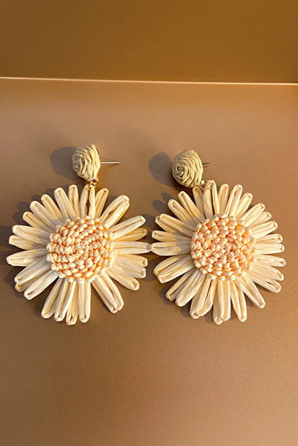 White Boho Flower Drop Earrings