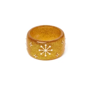 Wide Gold Glitter Snowflake Bangle by Splendette