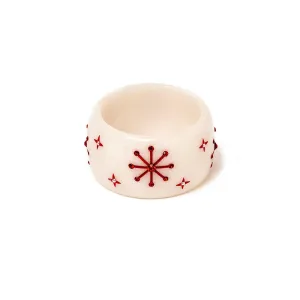 Wide White Snowflake Bangle by Splendette