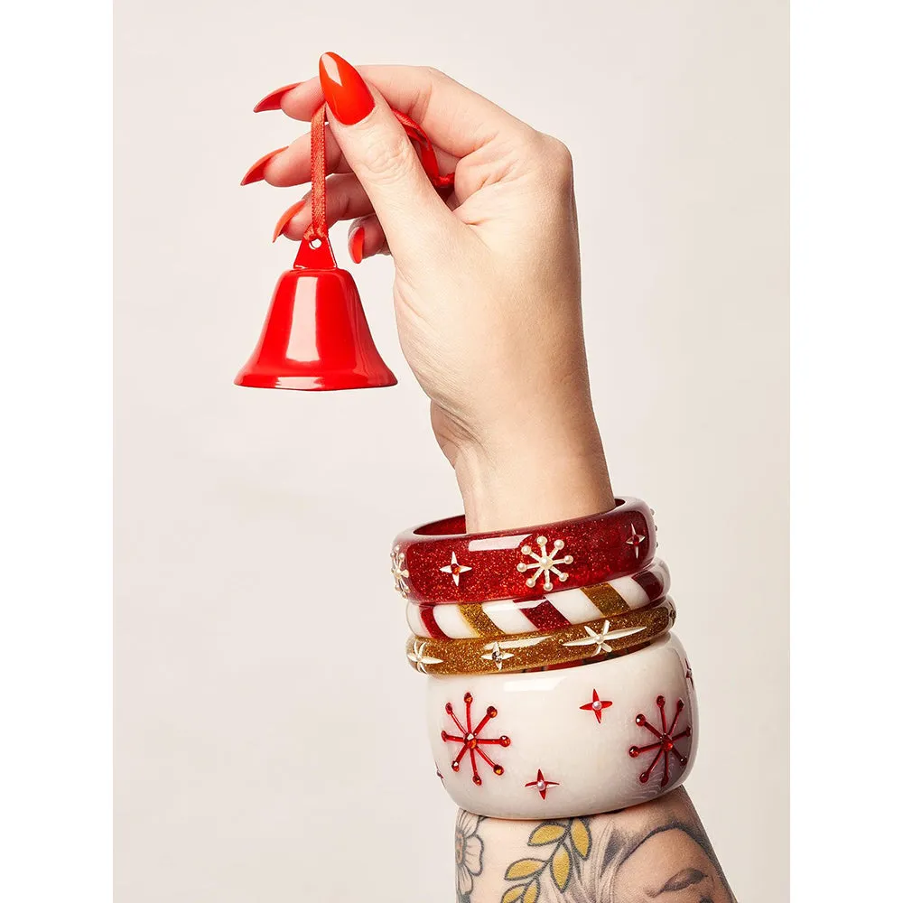 Wide White Snowflake Bangle by Splendette