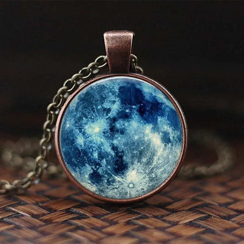 Women Charming Universe Glass Cabochon Galaxy Necklaces