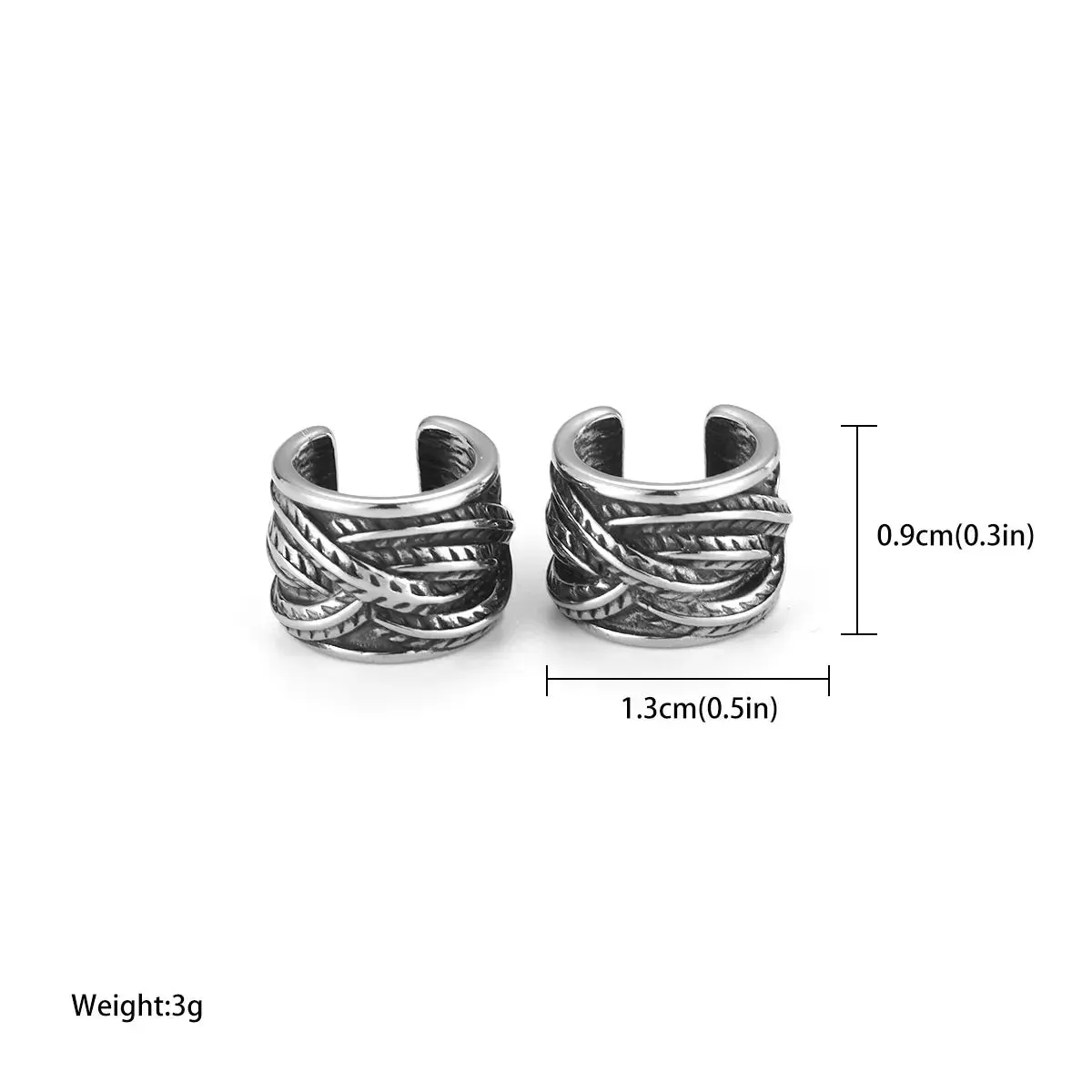 Women Personality Feather Pattern Clip Viking Earrings