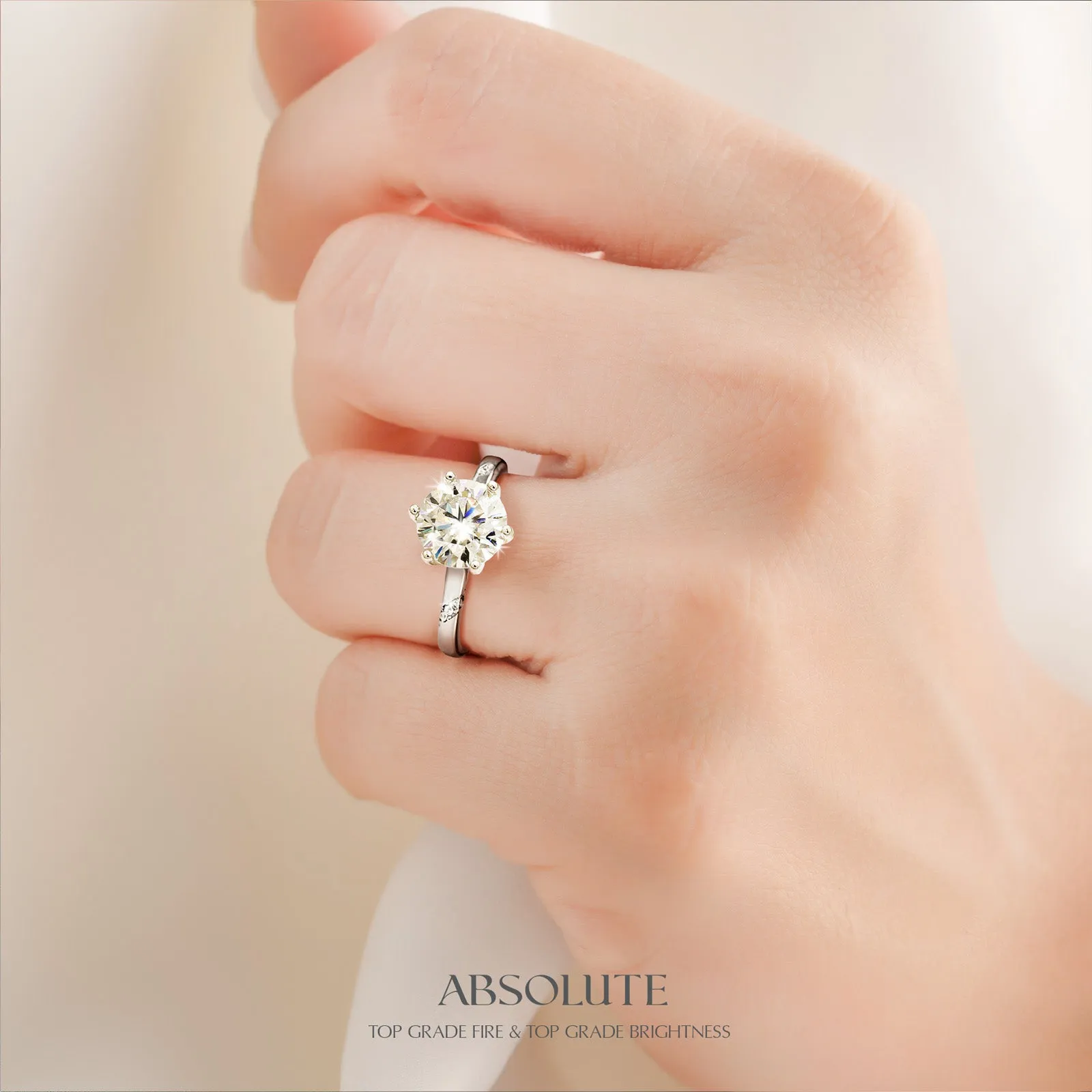Women Size #6 Moissanite Rings 2 Carat 925 Sterling Silver Round Cut With Certificate