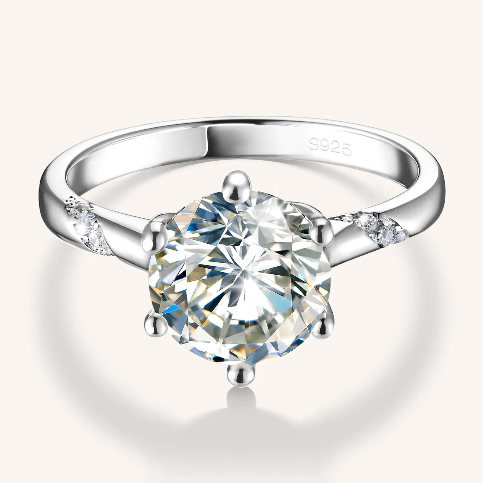 Women Size #6 Moissanite Rings 2 Carat 925 Sterling Silver Round Cut With Certificate