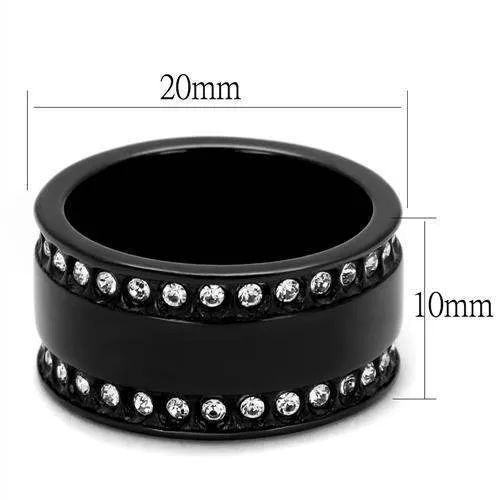 Women Stainless Steel Synthetic Crystal Rings Clear Rim