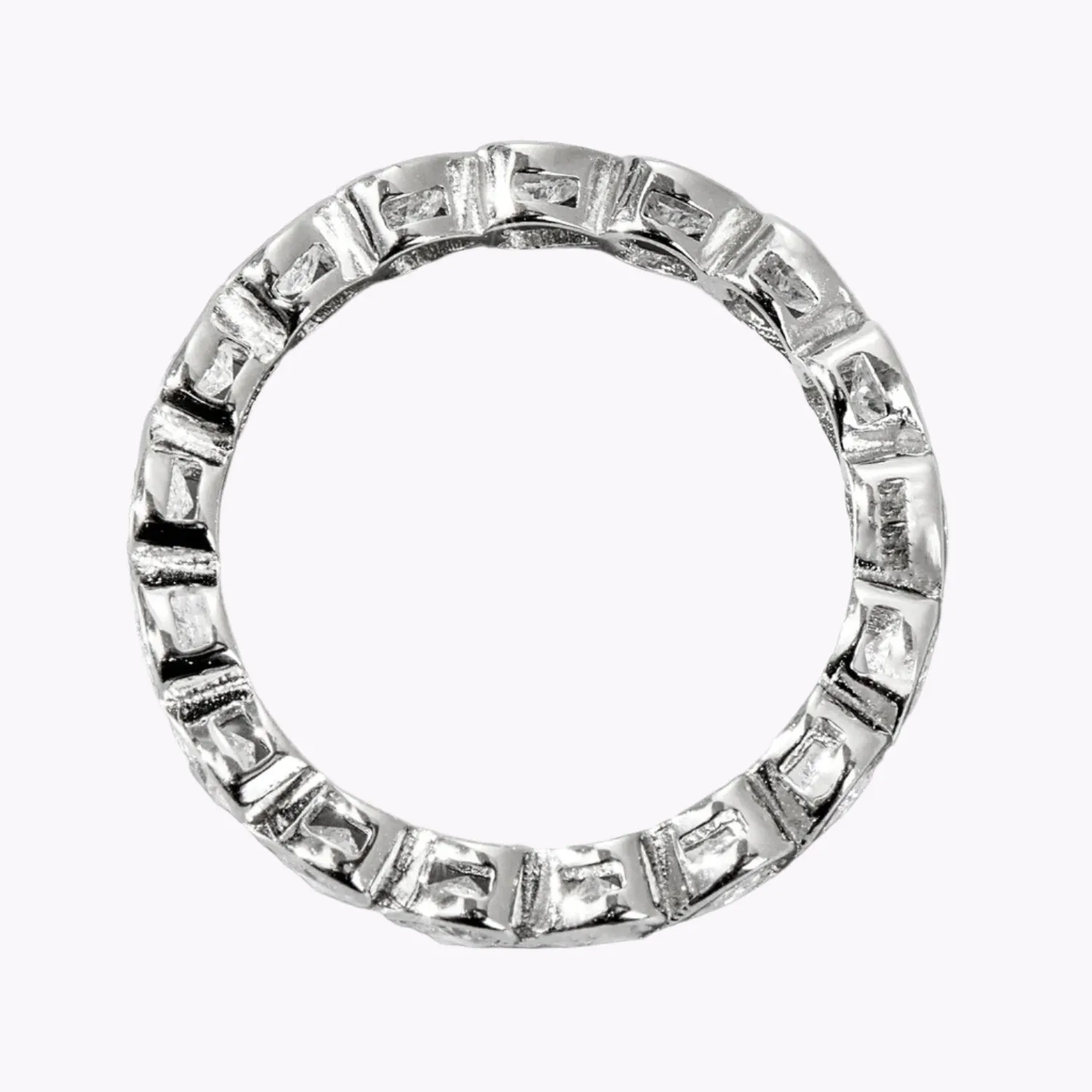 Women's Silver & Zircon Heart Eternity Band
