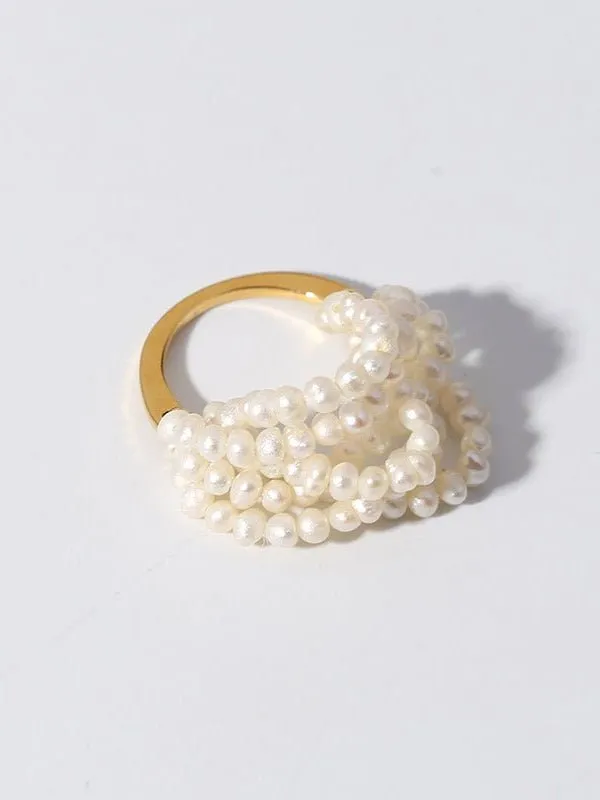 Woven Multi-Layer Freshwater Pearl Ring