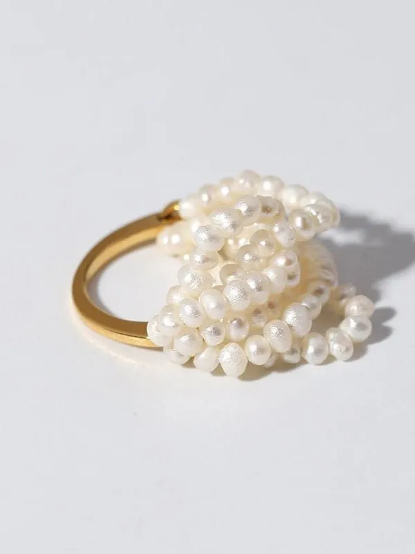 Woven Multi-Layer Freshwater Pearl Ring