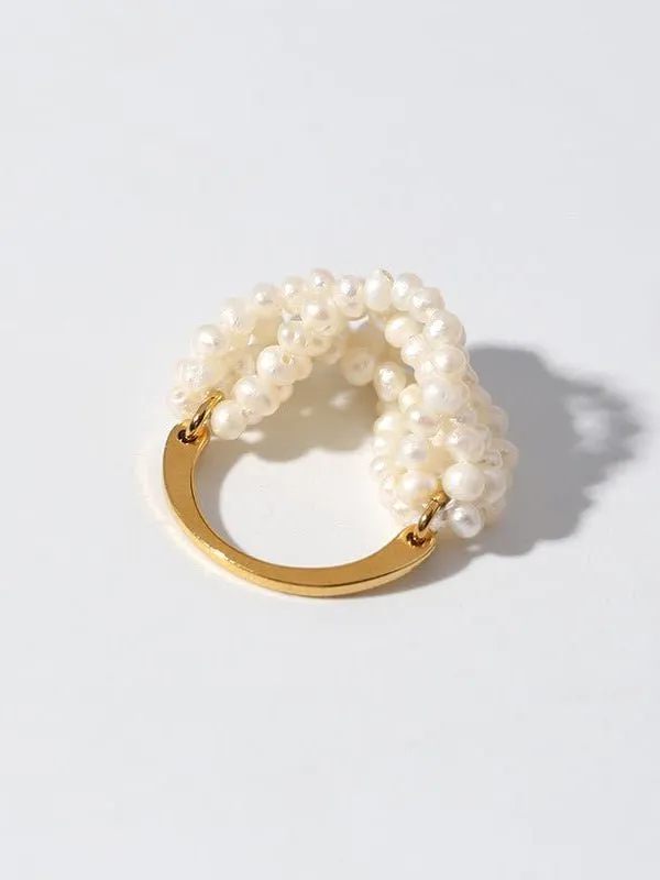 Woven Multi-Layer Freshwater Pearl Ring