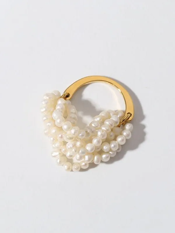 Woven Multi-Layer Freshwater Pearl Ring