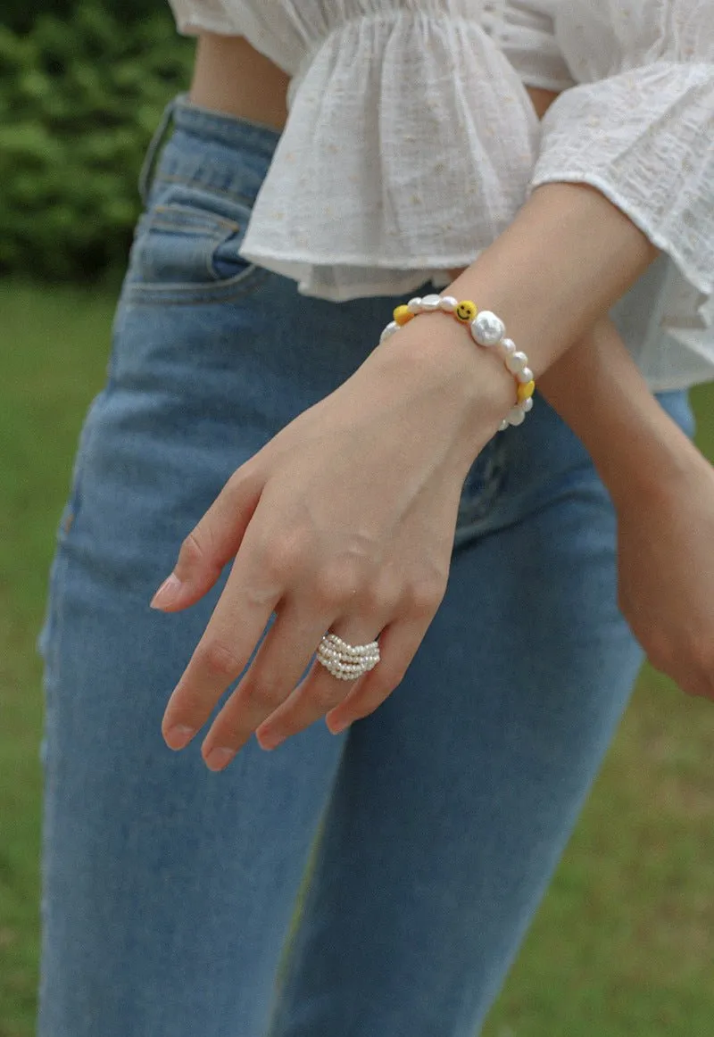 Woven Multi-Layer Freshwater Pearl Ring