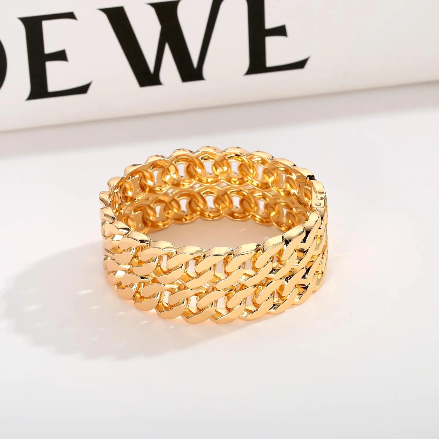 WOWORAMA Chunky Gold Bangle Bracelets for Women Thick Wide Hinged Cuff Bracelets Vintage Statement Gold Bracelet Twisted Hammered Wrist Arm Cuff Bracelets