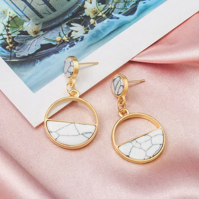 X&P New Fashion Round Dangle Drop Korean Earrings For Women Geometric Round Heart Gold Earring Wedding 2020 kolczyki Jewelry