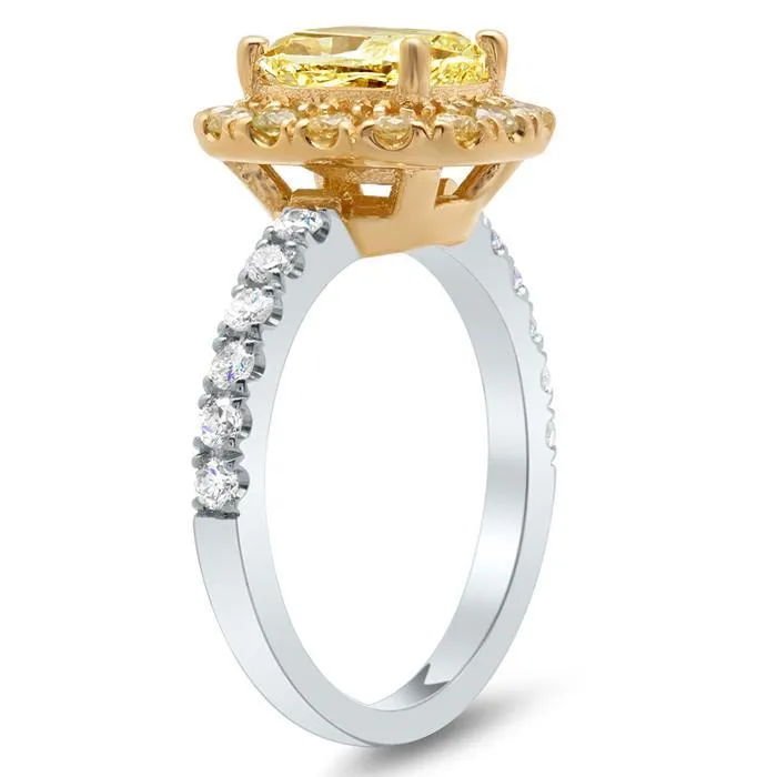 Yellow Diamond Halo Engagement Ring for Canary Diamond
