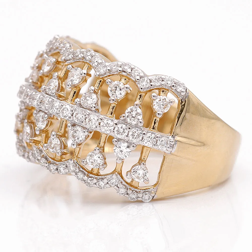 Yellow Gold  Diamond Fashion Ring with 1.00 Tw Round Diamond
