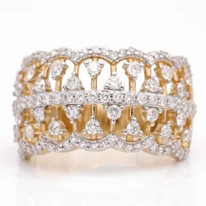 Yellow Gold  Diamond Fashion Ring with 1.00 Tw Round Diamond