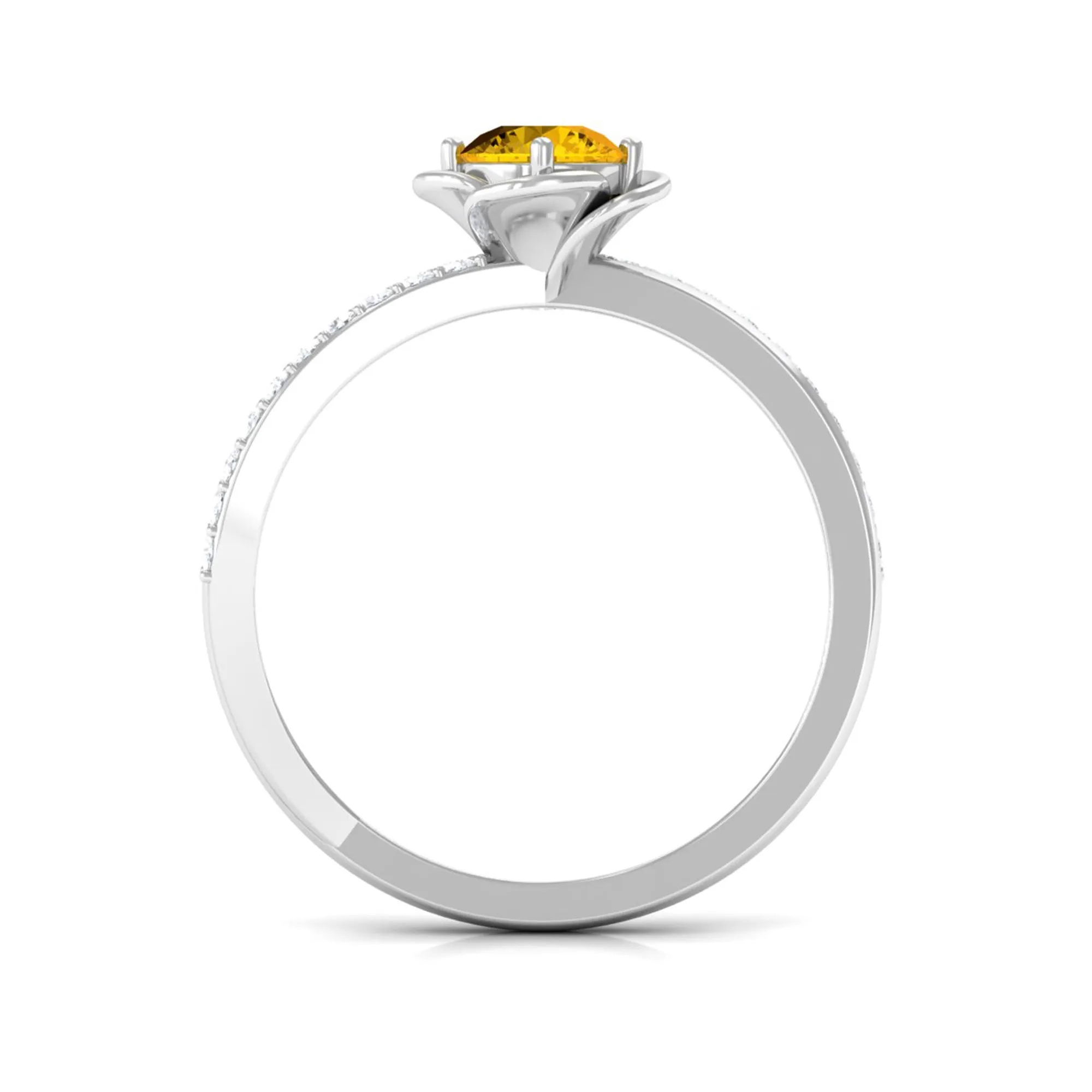 Yellow Sapphire and Diamond Flower Promise Ring