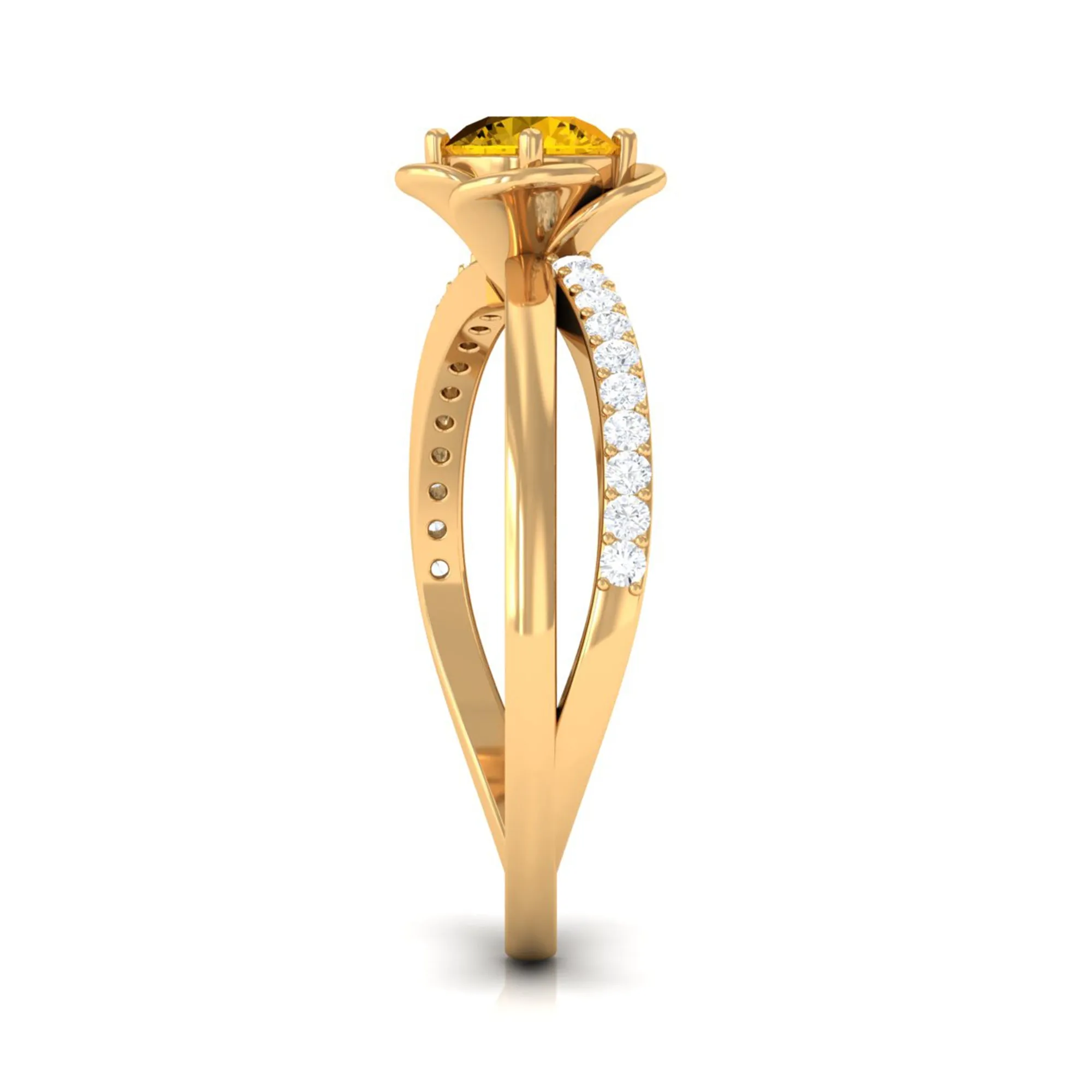 Yellow Sapphire and Diamond Flower Promise Ring