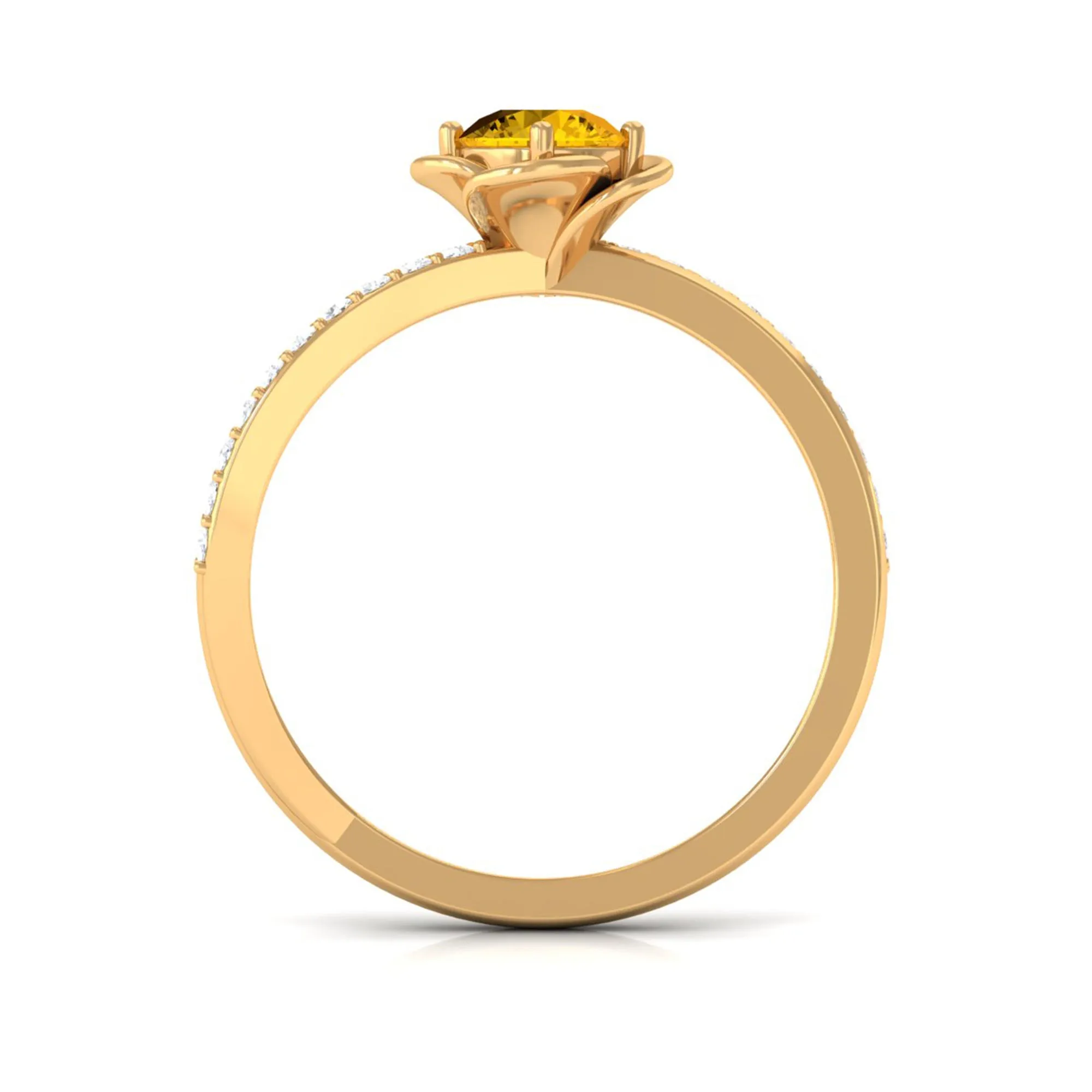 Yellow Sapphire and Diamond Flower Promise Ring