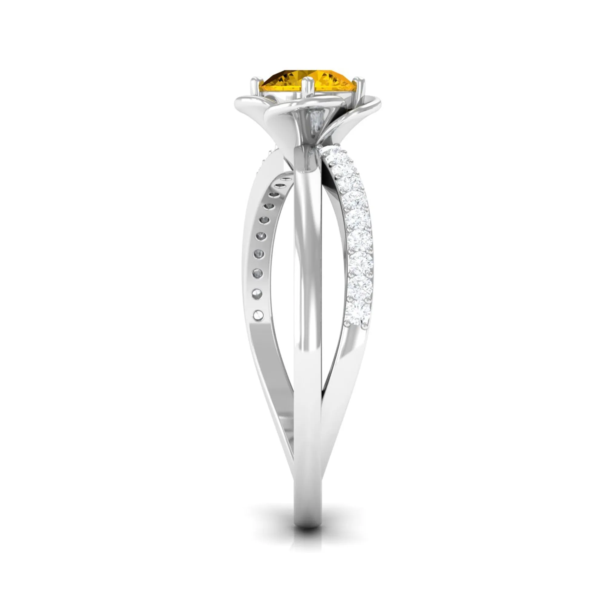 Yellow Sapphire and Diamond Flower Promise Ring