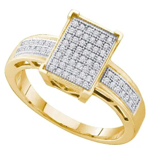 Yellow-tone Sterling Silver Women's Round Diamond Rectangle Cluster Ring 1/5 Cttw